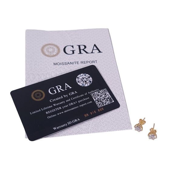 New! Certified 1ct  t.w. Moissanite stud Earrings - Picture 2 of 5